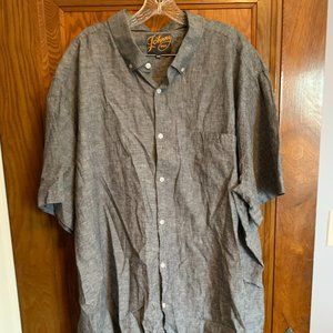 Johnny Bigg- 6XL- Grey Short sleeve button down shirt- 55% Linen, 45% Cotton